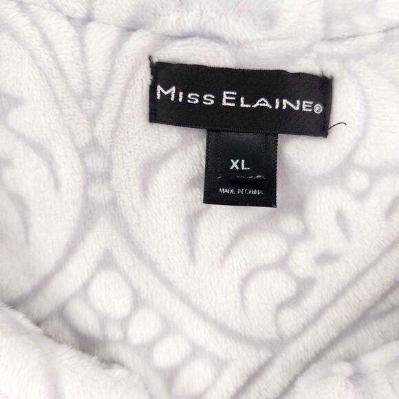 Vintage Miss Elaine XL Zip Front Fleece Robe Paisley Damask Plush Housecoat - Picture 9 of 10